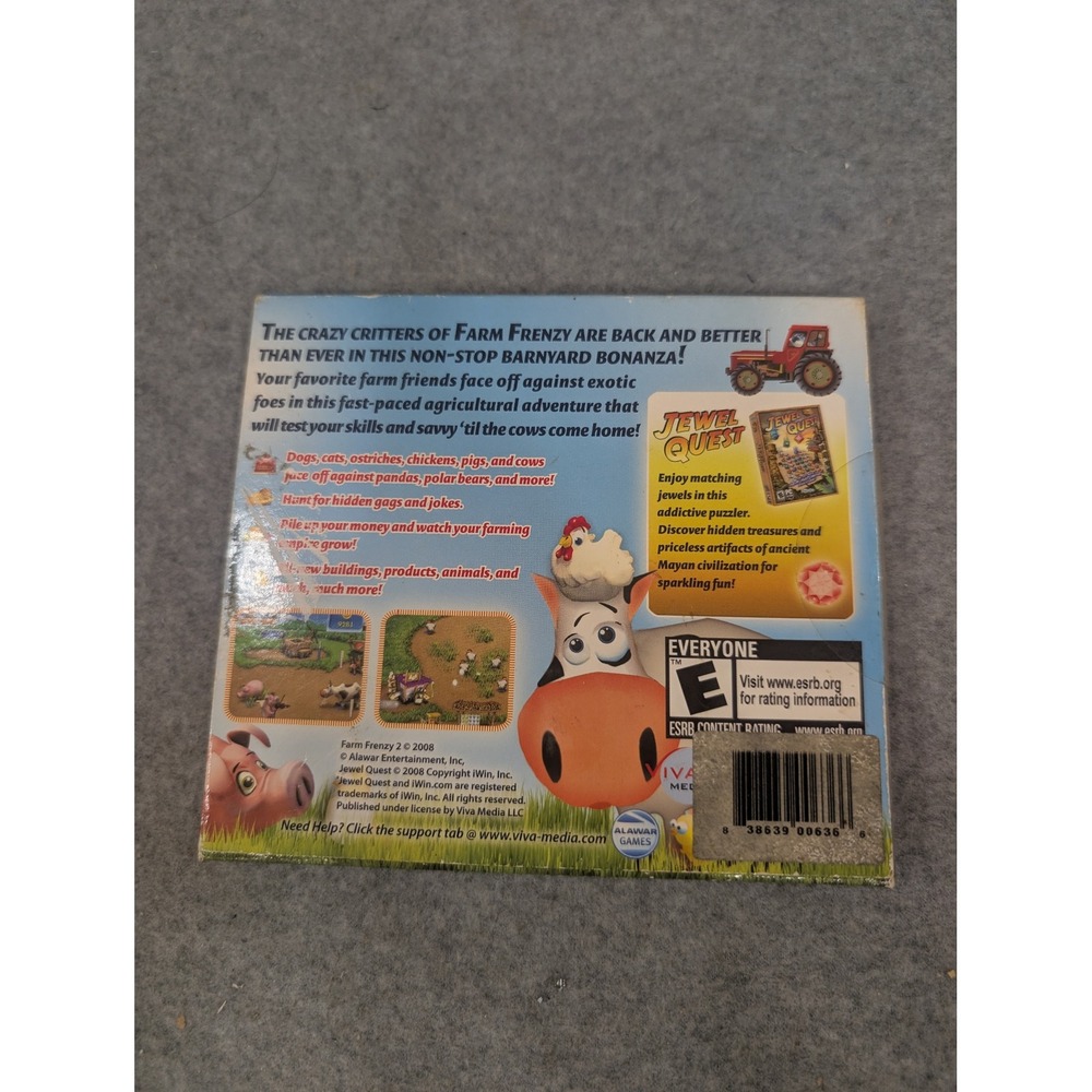 Farm Frenzy 2 PC CD-ROM Viva Media Bonus Jewel Quest Barnyard Simulation Game - Picture 2 of 2